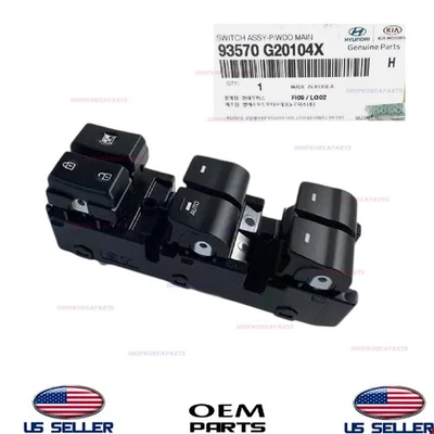 Genuine Front LEFT Door Window Main Switch 2017-2022 Hyundai Ioniq 93570-G20104X - Image 1 of 2