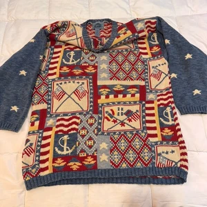 Suéter de Algodón Cambridge Dry Goods Para Mujer’s M Bordado Bandera Americana Usado en Excelente Condición - Imagen 1 de 11