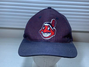 Vintage Logo 7 Rare Cleveland Indians Dad Hat Plaid MLB Wool Fabric - Picture 1 of 7
