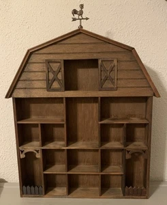 Vintage Wooden Barn Curio Cabinet Wall Shelf Or Surface Display 20" X 16” - Picture 1 of 12