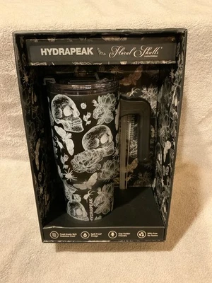 Hydrapeak Steel Tumbler Voyager 25 oz Skulls & Flowers Black & White Stainless  - Image 1 of 3