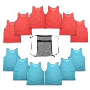 12 pc Set Team Pinnies Vest Nylon Mesh Vests Uniform for Youth Kids Boys Girl - Picture 1 of 7