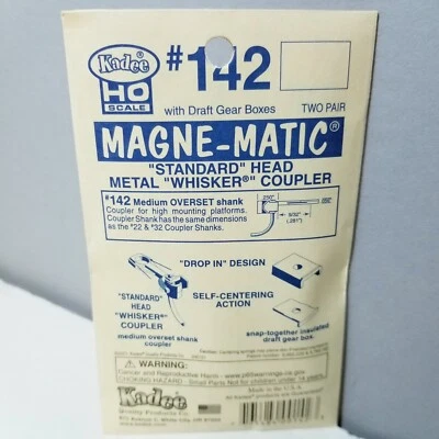 Kadee 142 Medium Overset Shank Mtl Whisker Couplers 2 pr HO Scale 242 Draft Gear - Image 1 of 2