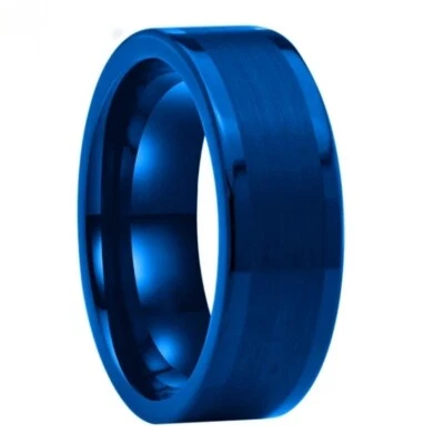 Anillo de boda de carburo de tungsteno cepillado central plano de 6/8 mm ajuste cómodo Foto 1 de 4