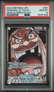 PSA 10 One Piece Emperors in the New World Marshall D. Teach OP09-081 Japanese - Picture 1 of 2