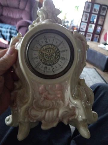 Vintage Norco West Germany Wind Up Porcelain Mantel Alarm Clock Cherub Beautiful Cover
