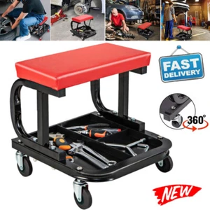 Mechanic Stool Creeper Trolley Seat Padded Rolling Shop Garage Tool Swivel Chair - Picture 1 of 20