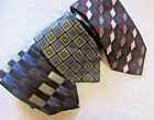 Lot de 3 cravates en soie Kilburne Finch bleu marron gris vert art déco impression géométrique