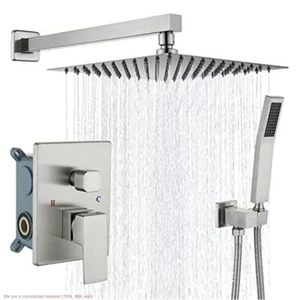 Sistema de ducha con juego de grifos de alta presión para ducha de lluvia de 10 pulgadas (níquel cepillado) - Imagen 1 de 1