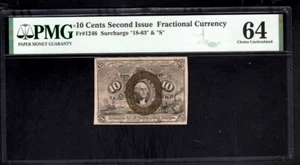Fr-1246 10 Cent Second Issue Fractional Currency   Graded PMG 64 A26 - Picture 1 of 2