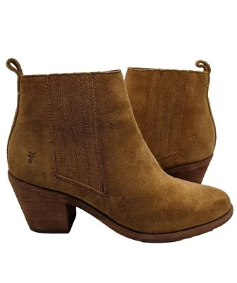 Botas al tobillo Frye Alton Chelsea de gamuza para mujer talla 6 B brandy interior cremallera tacones Foto 1 de 4