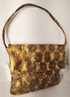 Nuevo Bolso de Mano Grande de Cuero de Serpiente Francesco Biasia Cartera Etiqueta Foto 1 de 4