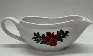 Hallmark Christmas Poinsettia Porcelain Vintage Gravy Bowl Holiday Serveware - Picture 1 of 5