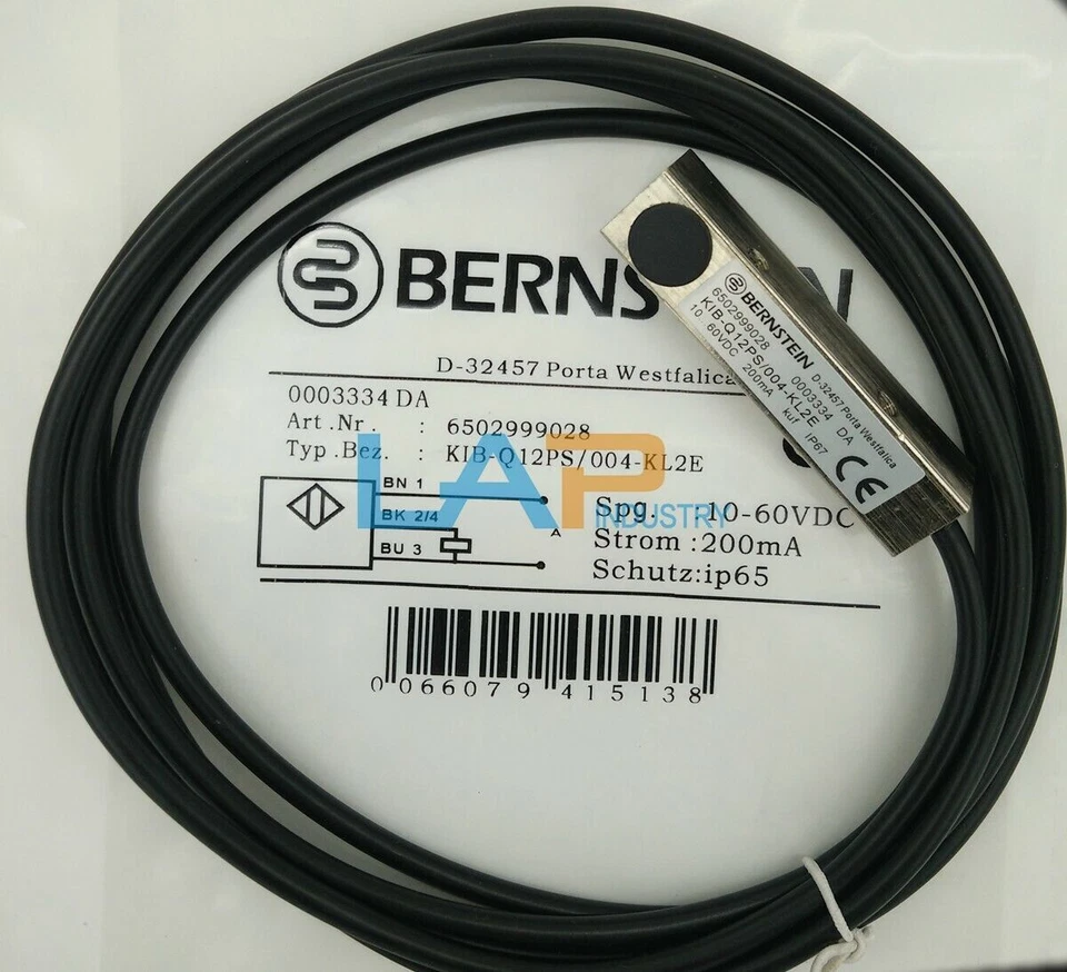 New For Bernstein Inductive proximity switch KIB-Q12PS/004-KL2E 10-60VDC 200mA - Image 1 of 2