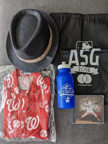 Washington Nationals - Fedora, Hawaiian Shirt (S), All-star backpack, DVD Cover