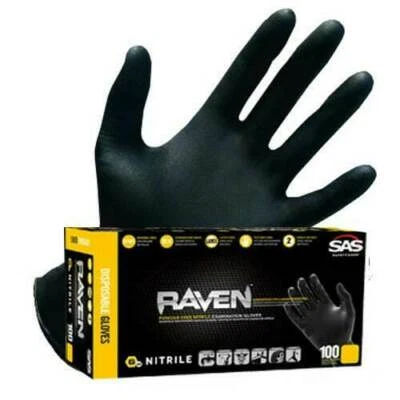 Guante de nitrilo 100-1000 SAS Safety RAVEN 66519-66520 6 mil sin polvo, M L XL XXL Foto 1 de 4
