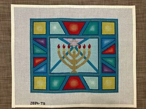 Handpainted Needlepoint | Colorful Hanukkah Menorah | **Must Read Description** - Picture 1 of 1