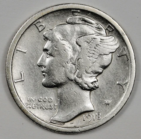 1918-p Mercury Dime.  High Grade.  Inventory H. 166892 Cover