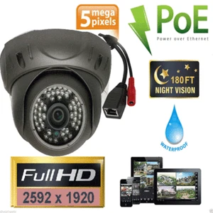 5MP HD 1920P Network PoE Dome Weatherproof IP Security Camera 130FT 5t - Picture 1 of 5