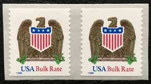 1996 Scott #2907, .10¢, EAGLE & SHIELD - Coil Linerless Pair - Mint NH - Picture 1 of 1