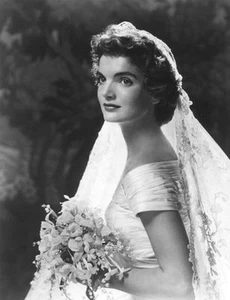 Jacqueline Kennedy Onassis Jackie O WEDDING DRESS PHOTO 8x10 PICTURE - Picture 1 of 1