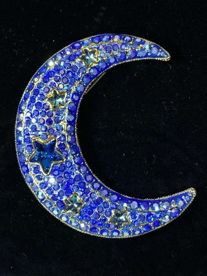 Butler And Wilson Blue Gold Tone Moon Brooch - Image 1 of 4