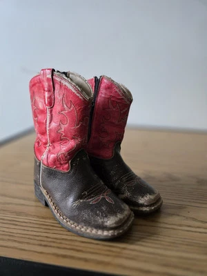 Botas Old West para niños pequeños talla 6 rojas punta cuadrada Foto 1 de 4