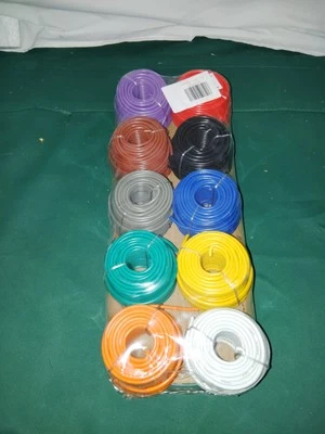 12VMAX 14 GAUGE PRIMARY WIRE 10 PACK 14 GAUGE 50FT SPOOLS COPPER CLAD REMOTE POWER WIRE CABLE PRIMARY AUTO