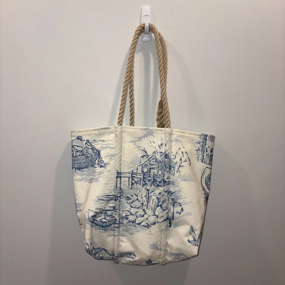 海包中号缅因州渔村托特包大麻手柄。 手机口袋 — 第 1/4 张图片