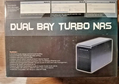 Dual harddisk drive Bay Turbo NAS Media Server PC xbox PS3 Sata 2TB HDD Ethernet - Image 1 of 4