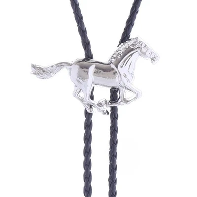 Caballo Tono Plata Metal Bolo Corbata Western Hombres Vaquero Collar Novio Boda Foto 1 de 4
