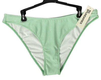 No Boundaries Ribbed Cheeky High Leg Bikini Bottom Green White Womens XL 16-18 - Image 1 of 4