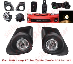 Pair RH+LH Fog Lights Lamp Kit For Toyota Corolla 2011-2013 W/ Bezel Switch US - Picture 1 of 11