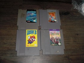 4x NES Gioco Nintendo Super Mario Bros 3 Silent Service The Goonies II Crystalis