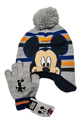 ☆ NWT Disney Mickey Mouse Knit Hat & Glove Set Toddler One Size Beanie  - Image 1 of 4