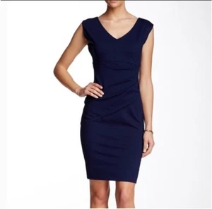 DIANE VON FURSTENBERG DVF blaues Bevin gerafftes Etuikleid Größe 0 - Bild 1 von 7
