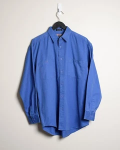 Vintage 80s Pierre Cardin Mens Medium Twill Dress Shirt Classic Fit Casual Blue - Picture 1 of 8