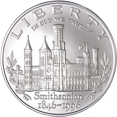 1996 D Smithsonian 150th Anniversary BU Commem 90% Silver Dollar US Coin Cover