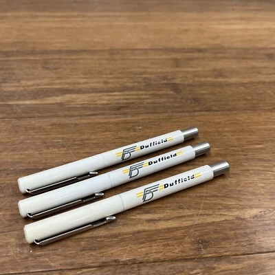 Bolígrafo Parker 3 NOS de colección cuerpo blanco publicidad Duffield Company necesita tinta Foto 1 de 4