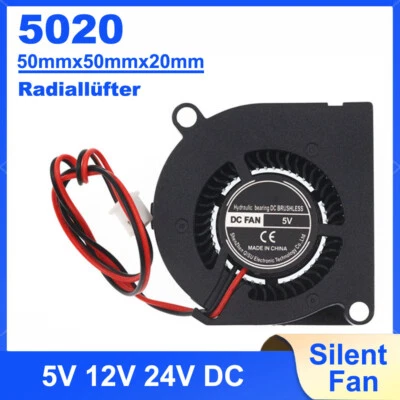 5020 50mm Turbine Radiallüfter CPU Lüfter Bauteilkühler 5V 12V 24V DC Fan Cooler - Bild 1 von 4