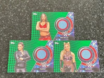 Tarjetas reliquias tapete evento Royal Rumble 2018 Topps X3 TAMINA NATALYA BRIE BELLA verde Foto 1 de 4