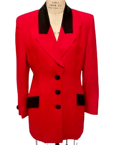 Giacca blazer vintage Christian Dior rossa donna taglia 10 equitazione