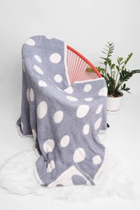 ScarvesMe Oversized Luxury Soft Polka dot Print Throw Blanket With Trim - Picture 1 of 3