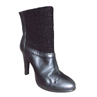 Gil Carvalho Ladies Black Leather & Fabric Pull On Sock Boots Size EU 39 UK 6