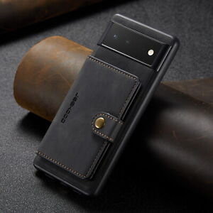 For Google Pixel 6 6a 6 Pro Detachable Card Pocket Wallet Leather Case Cover