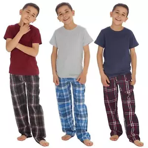 Pijama para niños/niños Pijama Top Tejido a cuadros Parte inferior Conjunto de pijama Edad 7-13 años - Imagen 1 de 33