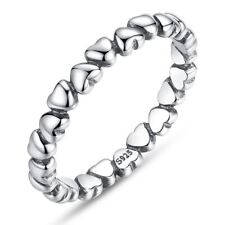 925 Sterling Silver  Heart Finger Ring Jewelry NewYear &2618