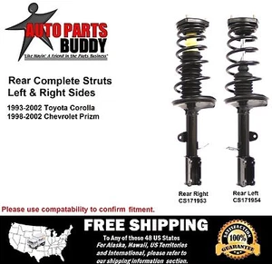 2 Corolla & Prizm New Rear Complete Struts Pair Lifetime Warranty Free Shipping - Picture 1 of 4