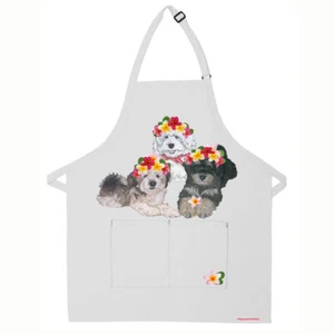 Havanese Floral Apron Two Pocket Bib Apron with Adj Neck - Picture 1 of 1