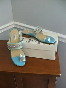 NEW IN BOX Alfani Women's SKY BLUE BEADED IONAH Thong Dress Sandals (size 6 ) - Picture 1 of 4